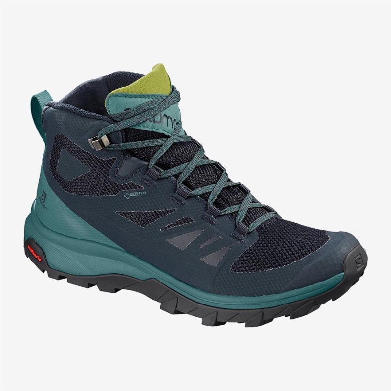 Chaussure de Randonnée Salomon OUTline Mid GTX W Bleu Marine Femme | WFR-1636912