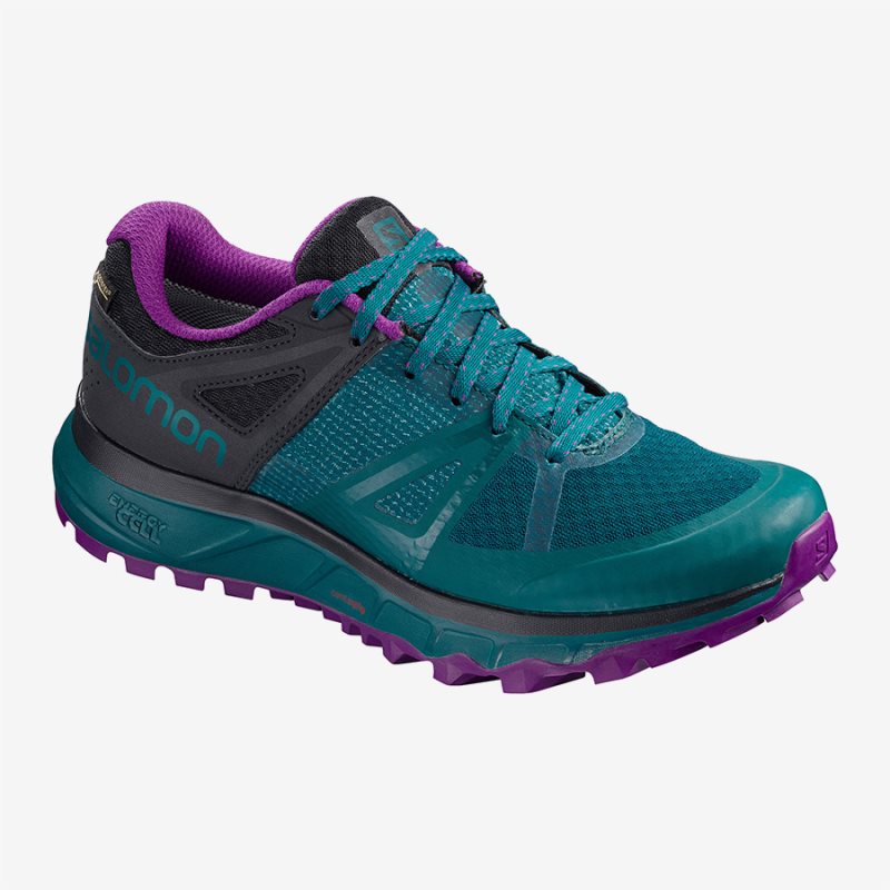 Chaussure Running Salomon TRAILSTER GTX W Turquoise Femme | MBE-8174018