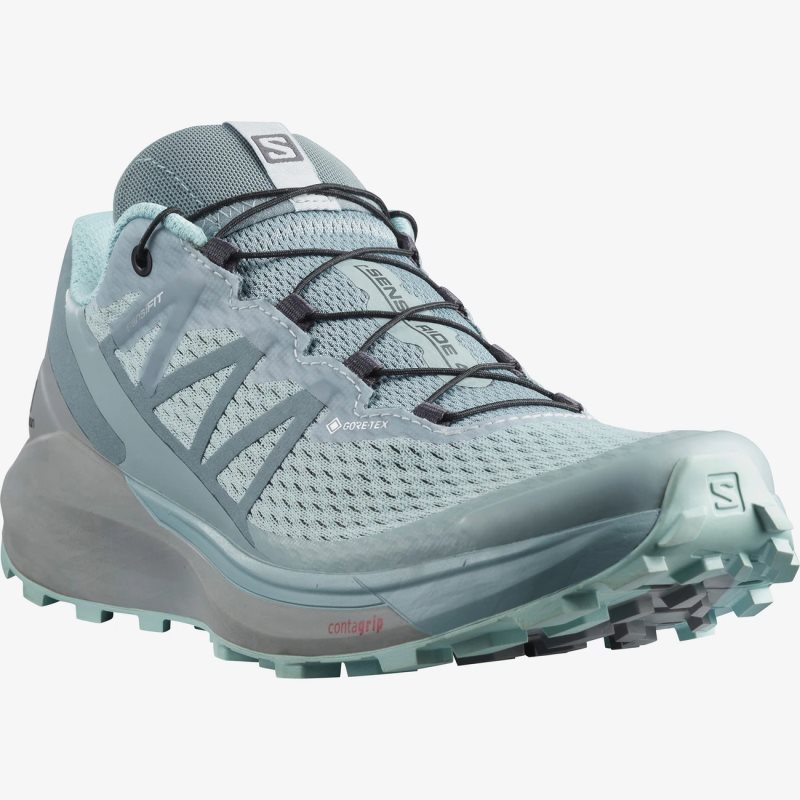 Chaussure Trail Salomon SENSE RIDE 4 GORE-TEX INVISIBLE FIT Turquoise Femme | FKS-7882646