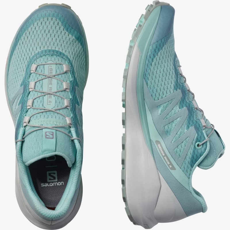 Chaussure Trail Salomon SENSE RIDE 4 Turquoise Femme | BRQ-1741339