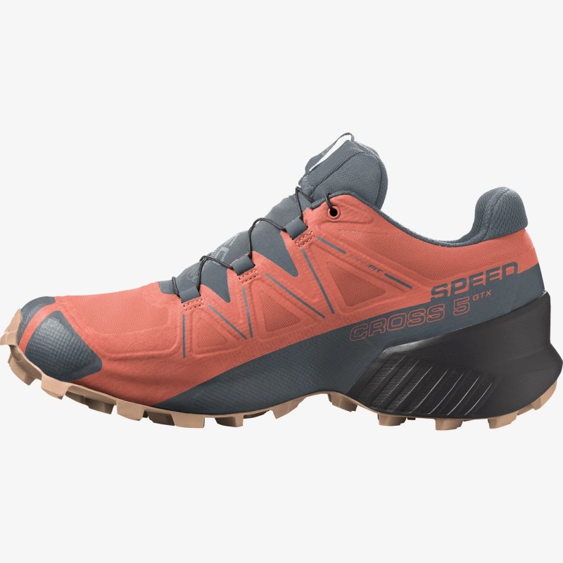 Chaussure Trail Salomon SPEEDCROSS 5 GORE-TEX Orange Femme | ZDZ-5472007