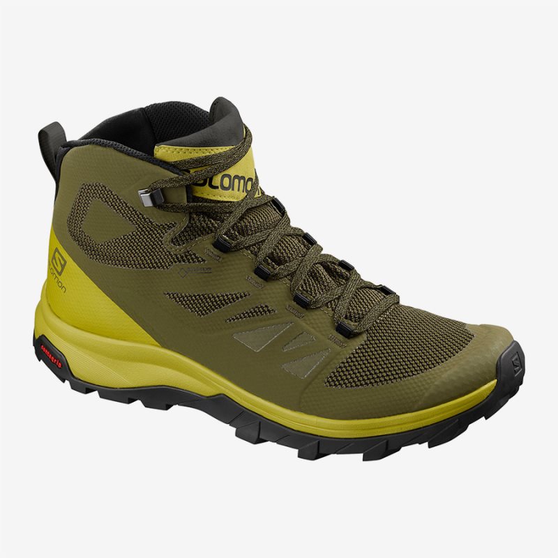 Chaussure de Randonnée Salomon OUTline Mid GTX Vert Olive Homme | EOD-4459536