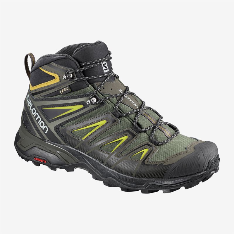 Chaussure de Randonnée Salomon X ULTRA 3 MID GTX Vert Olive Homme | PME-3332828