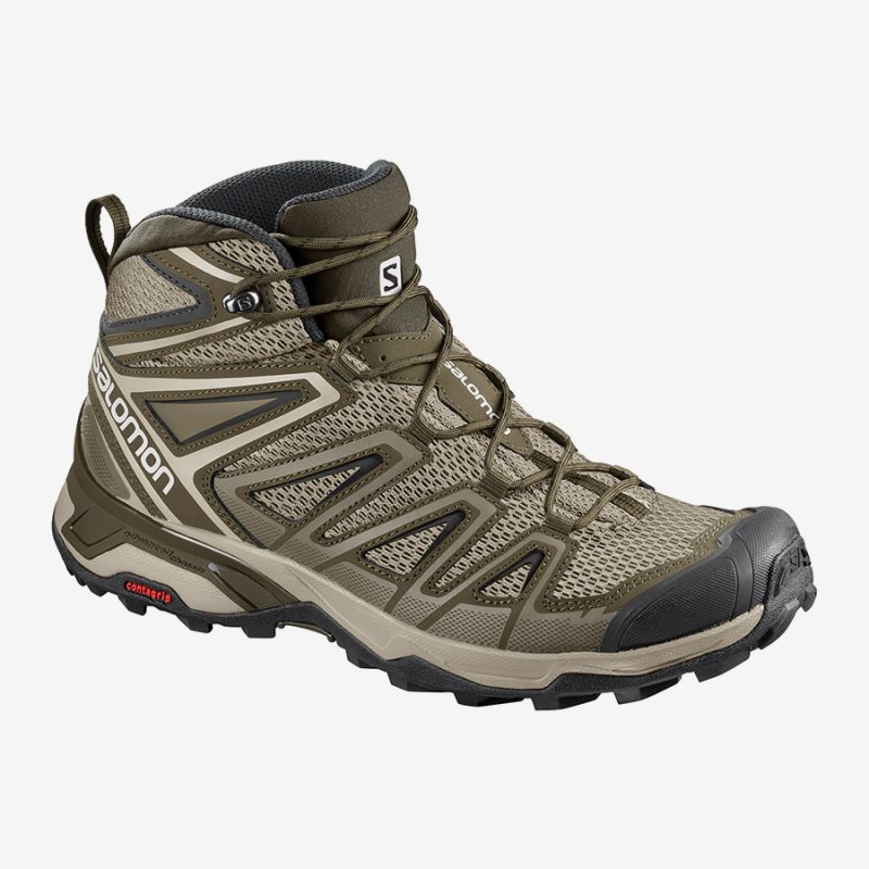 Chaussure de Randonnée Salomon X ULTRA MID 3 AERO Vert Olive Homme | TKE-2110860