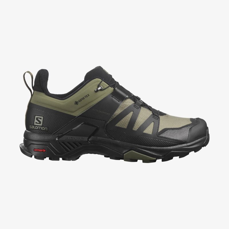 Chaussure de Randonnée Salomon X ULTRA 4 WIDE GORE-TEX Noir/Vert Olive Homme | EAX-3074483