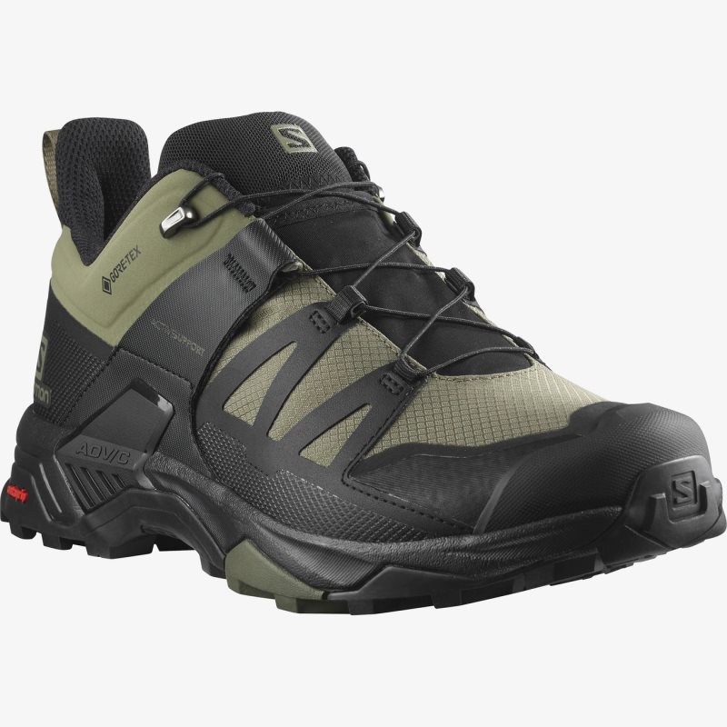 Chaussure de Randonnée Salomon X ULTRA 4 WIDE GORE-TEX Noir/Vert Olive Homme | EAX-3074483