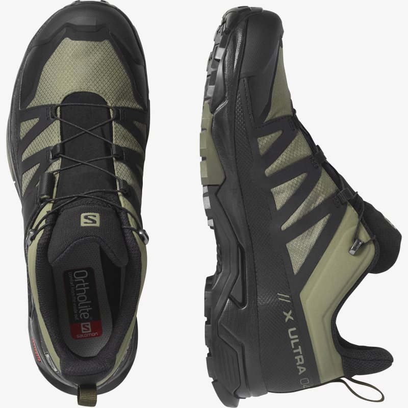 Chaussure de Randonnée Salomon X ULTRA 4 GORE-TEX Noir/Vert Olive Homme | OGL-1065223