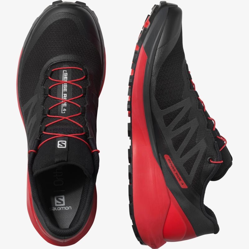 Chaussure Trail Salomon SENSE RIDE 4 Noir/Rouge Homme | RYE-4548483