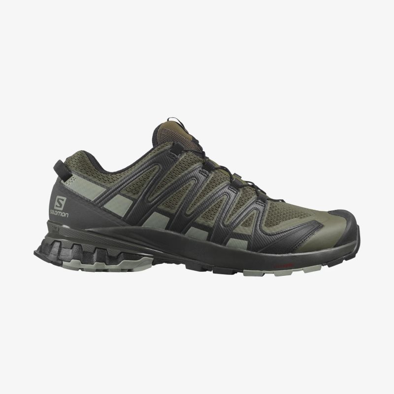 Chaussure Trail Salomon XA PRO 3D v8 WIDE Vert Olive Homme | STK-8127721