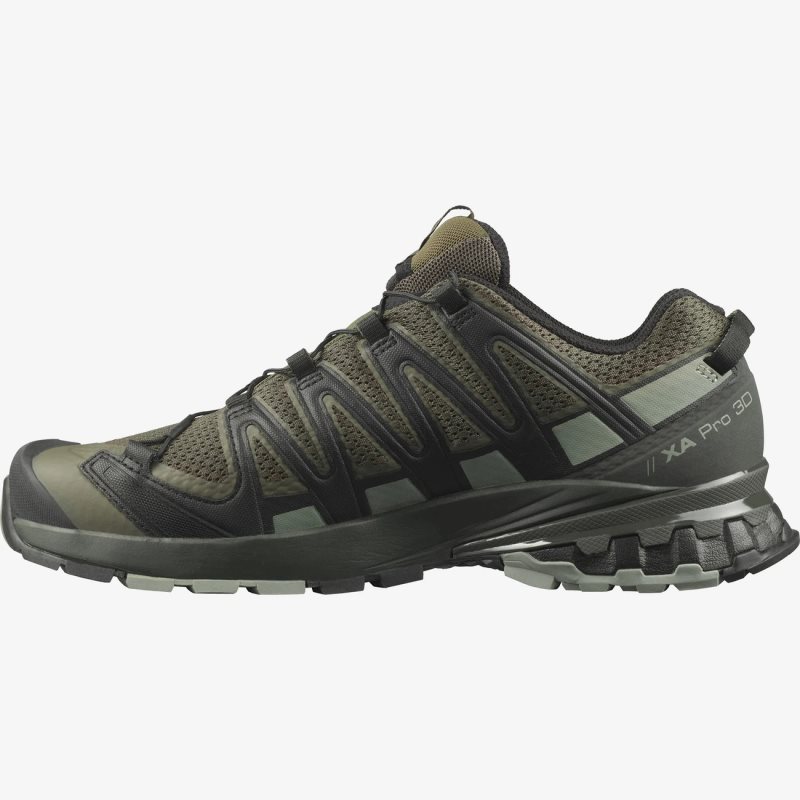 Chaussure Trail Salomon XA PRO 3D v8 WIDE Vert Olive Homme | STK-8127721