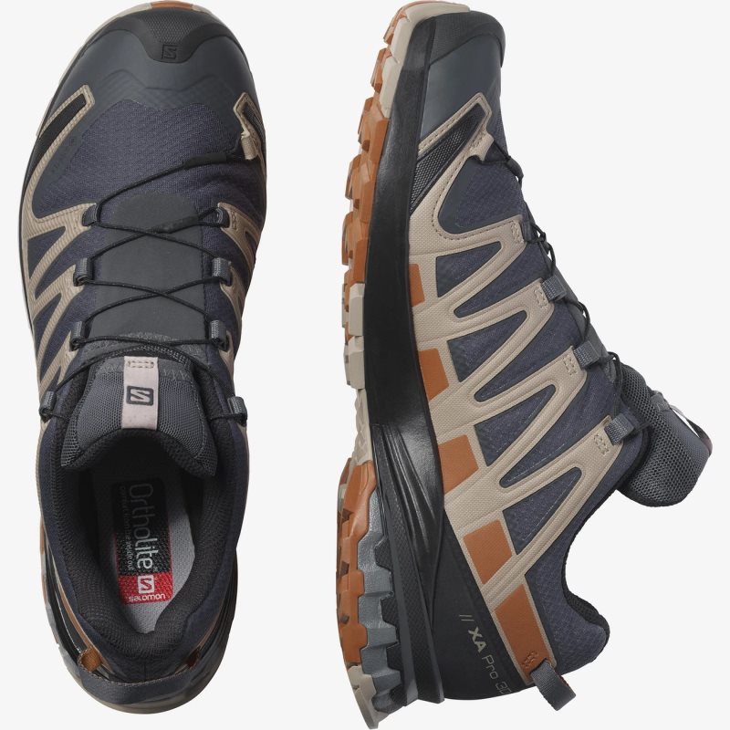 Chaussure Trail Salomon XA PRO 3D v8 GORE-TEX WIDE Bleu Marine Homme | YME-9192808