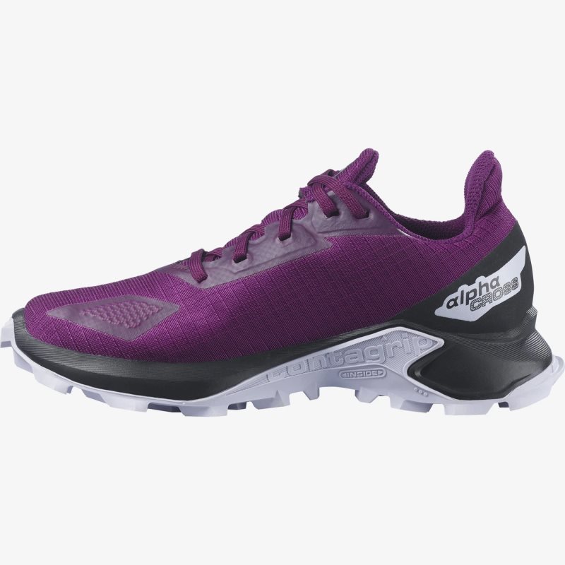 Chaussure Trail Salomon ALPHACROSS BLAST CLIMASALOMON WATERPROOF Violette Enfant | OUN-5430480