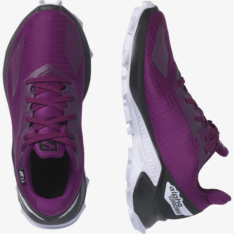 Chaussure Trail Salomon ALPHACROSS BLAST CLIMASALOMON WATERPROOF Violette Enfant | OUN-5430480